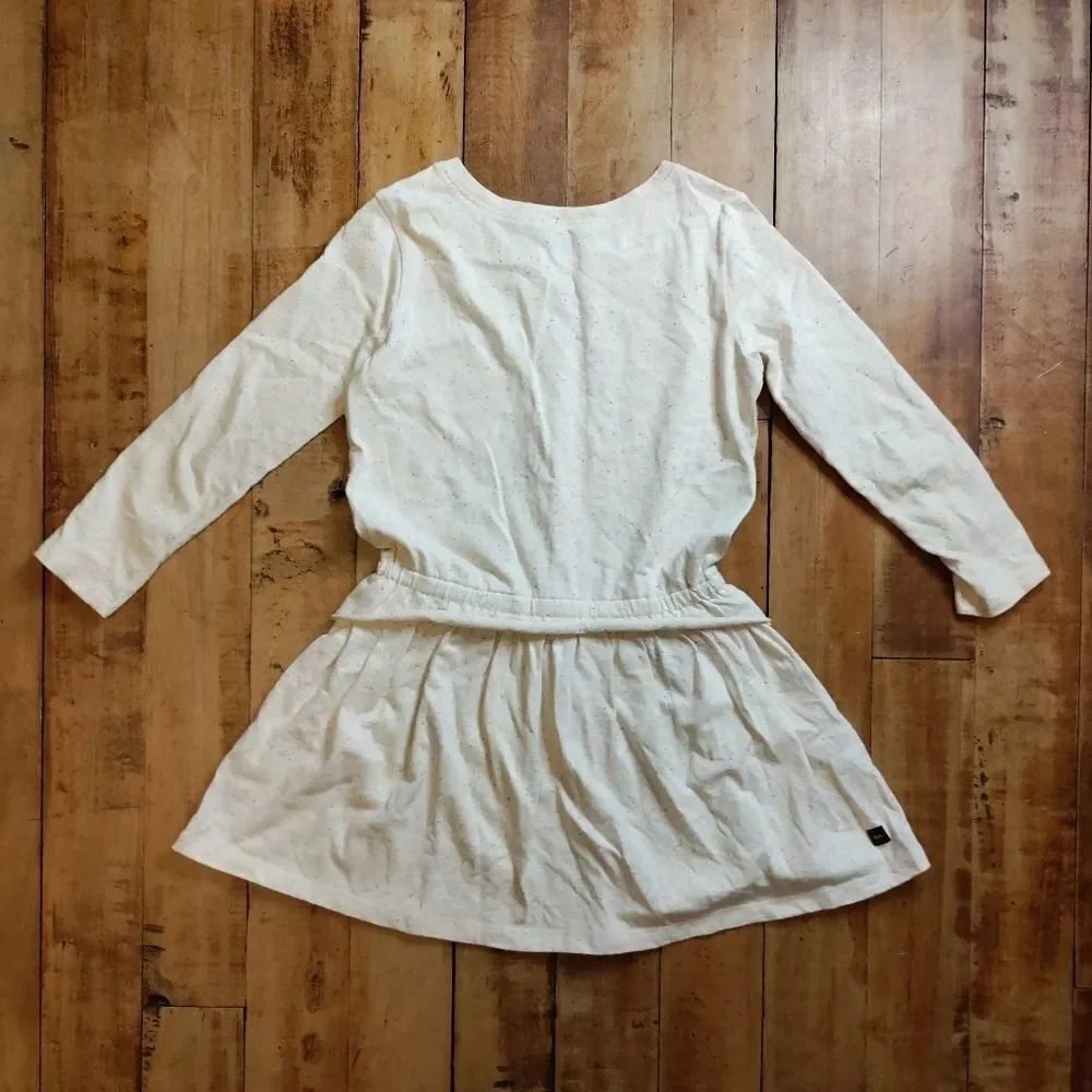 Tea Collection dress size 5 long sleeve cotton Cream rainbow speck Cotton Spring